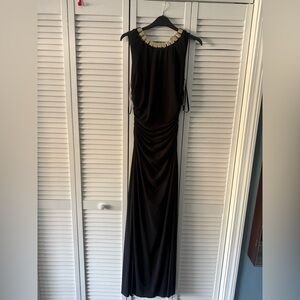 Laundry By Shelli Segal Black Maxi Dress with Gold Accents